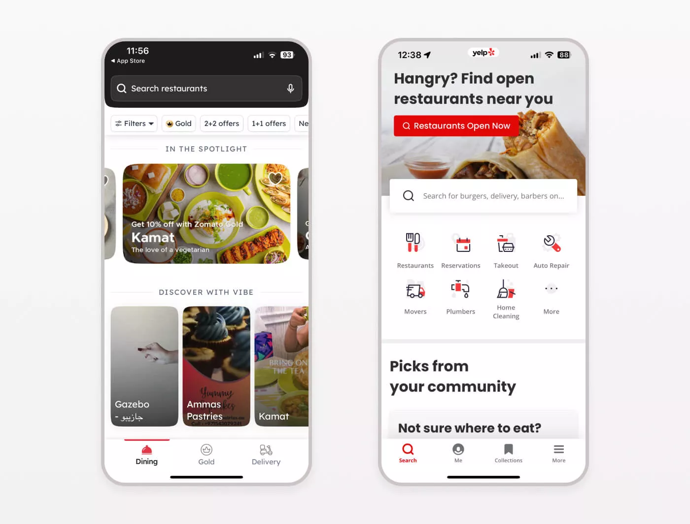 Home screen for a restaurant finder app