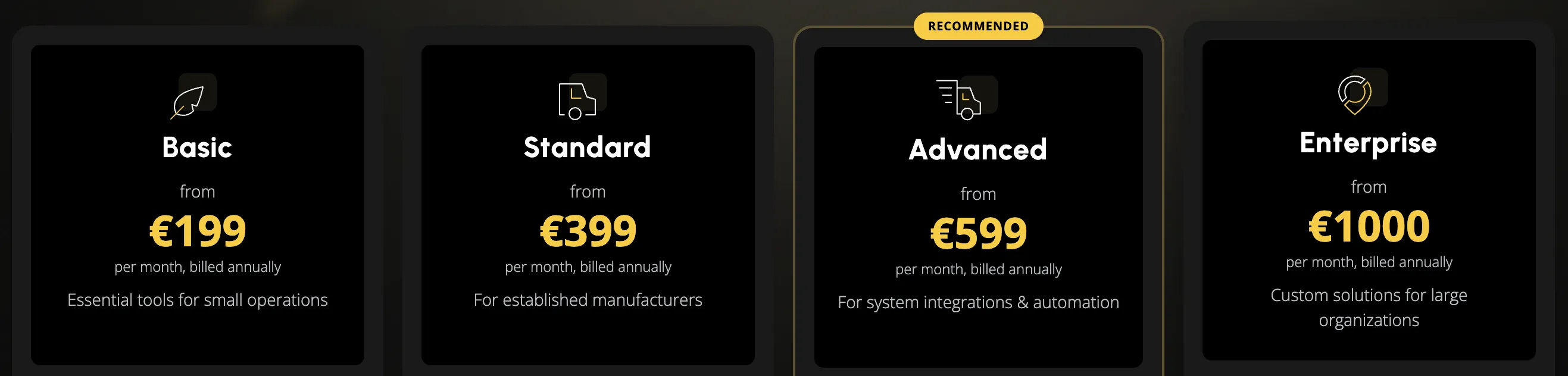 The interface of the Cargoson transportation management system solution
