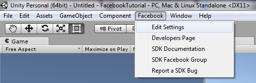 Window for editing Facebook settings