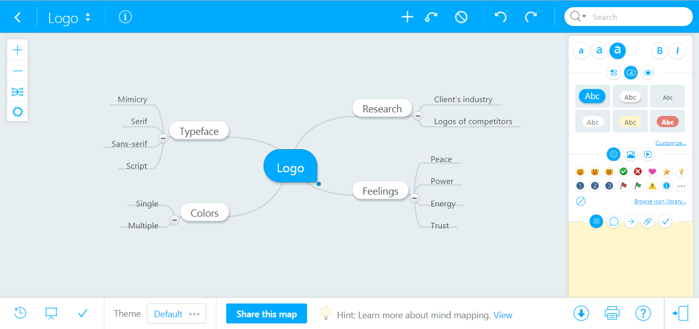 Creating mind map in  MindMeister