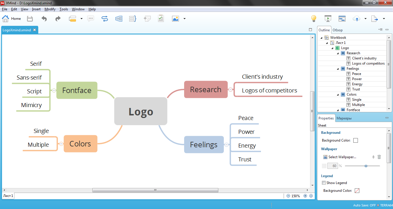 Creating mind map in  XMind