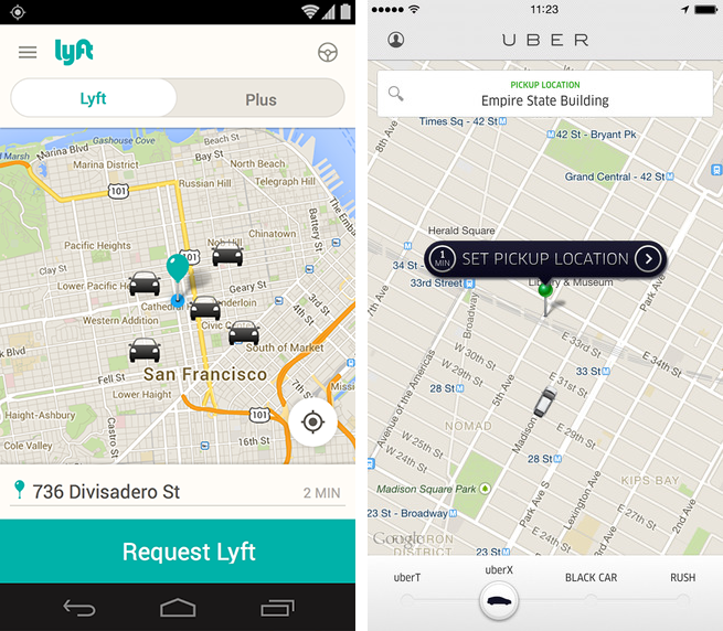 Карты в Lyft и Uber