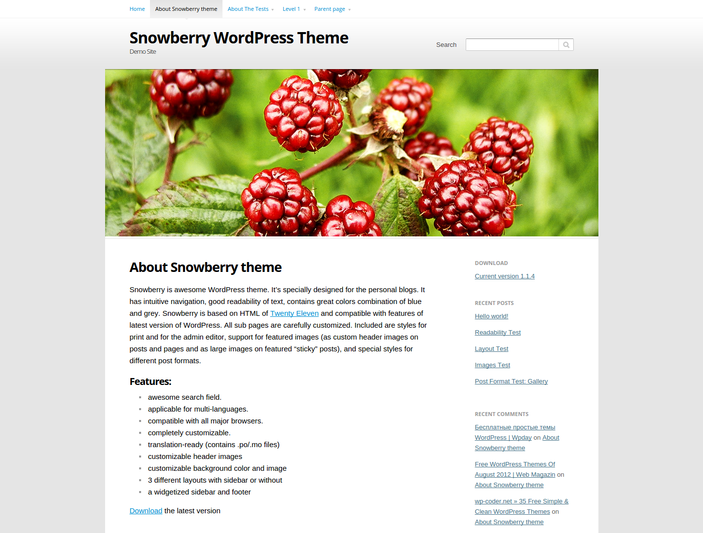 Тема Snowberry для Wordpress
