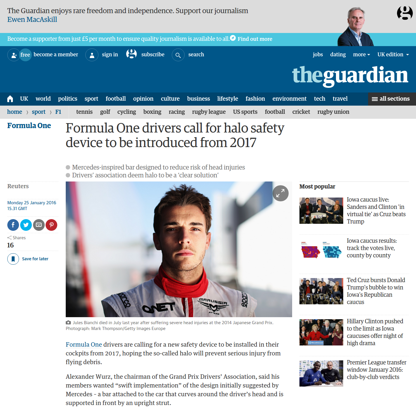 The Guardian website uses AngularJS