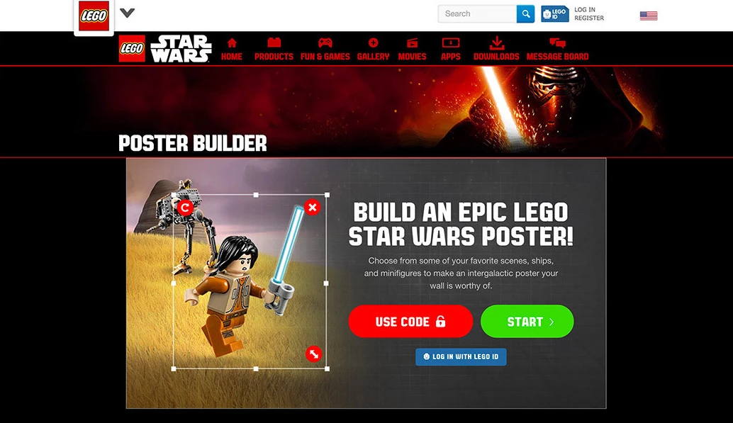 Lego interactive poster builder using AngularJS
