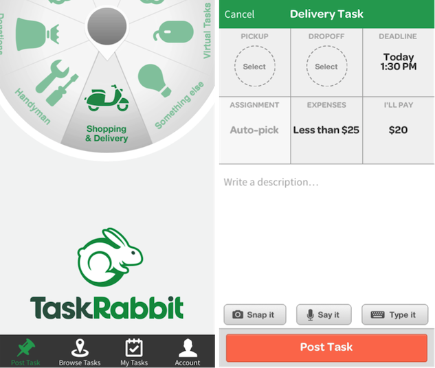 On-demand startup Task Rabbit