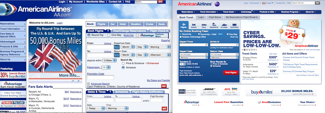 American Airlines website redesign