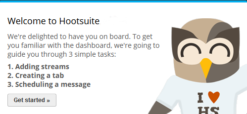 Getting started guide in Hootsuite web UI
