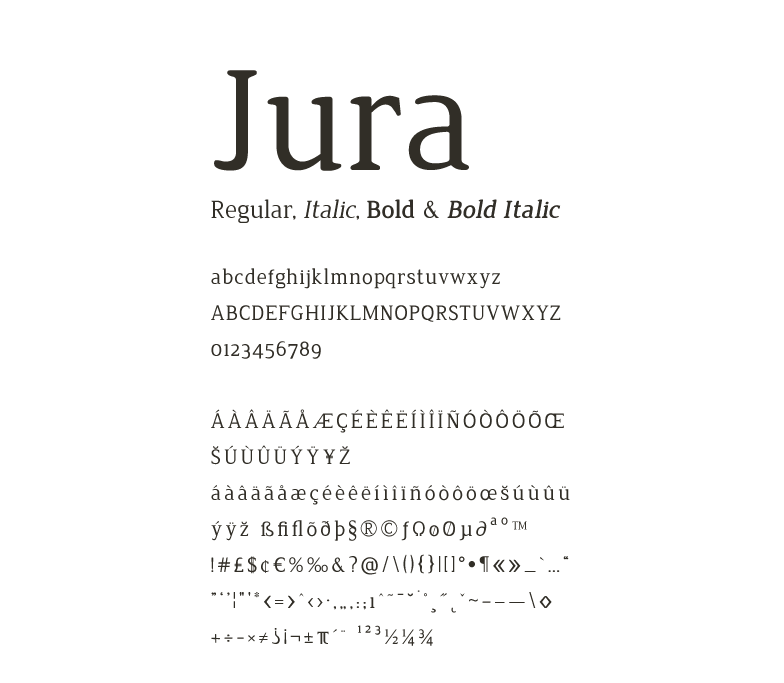 Элегантный шрифт Jura