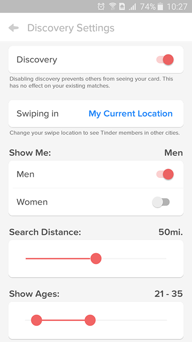 How to change curent location tinder