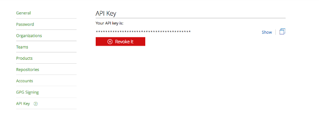 Getting API Key from Bintray