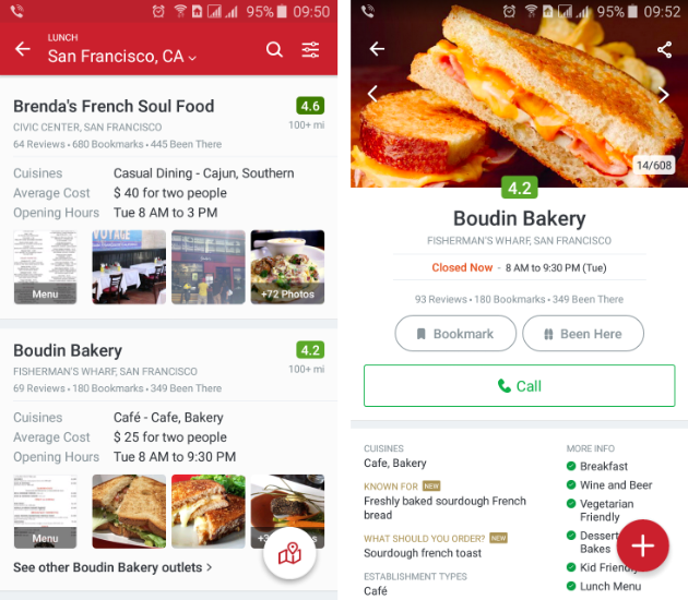 Location-based apps for finding places to eat