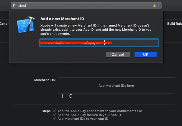 Enable the Apple pay capability in Xcode