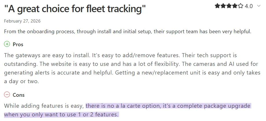 SaaS fleet management software user review